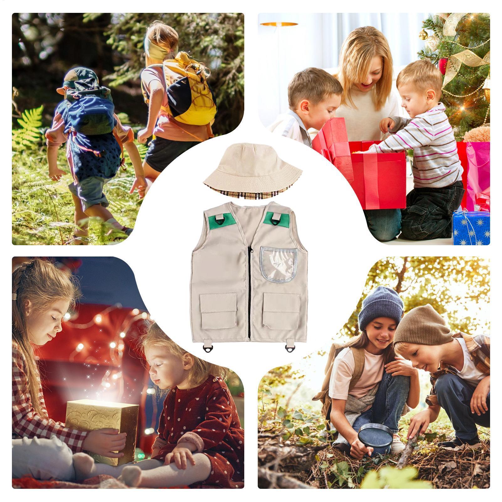 Outdoor Adventure Kit For Boys - Gilet et chapeau d'explorateur pour enfants,