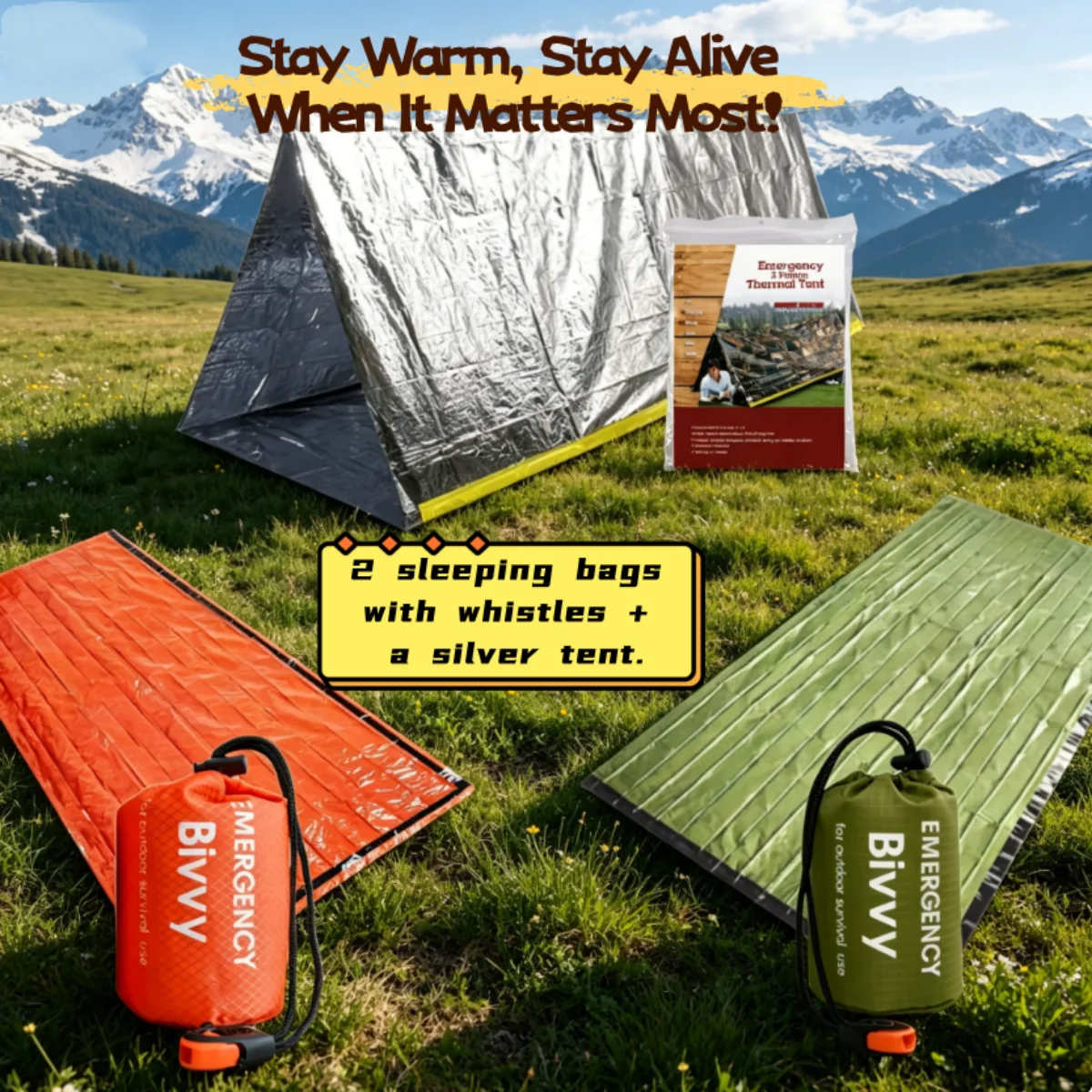 Bivy Sack Lightweight - Sac de couchage d'urgence, couverture de